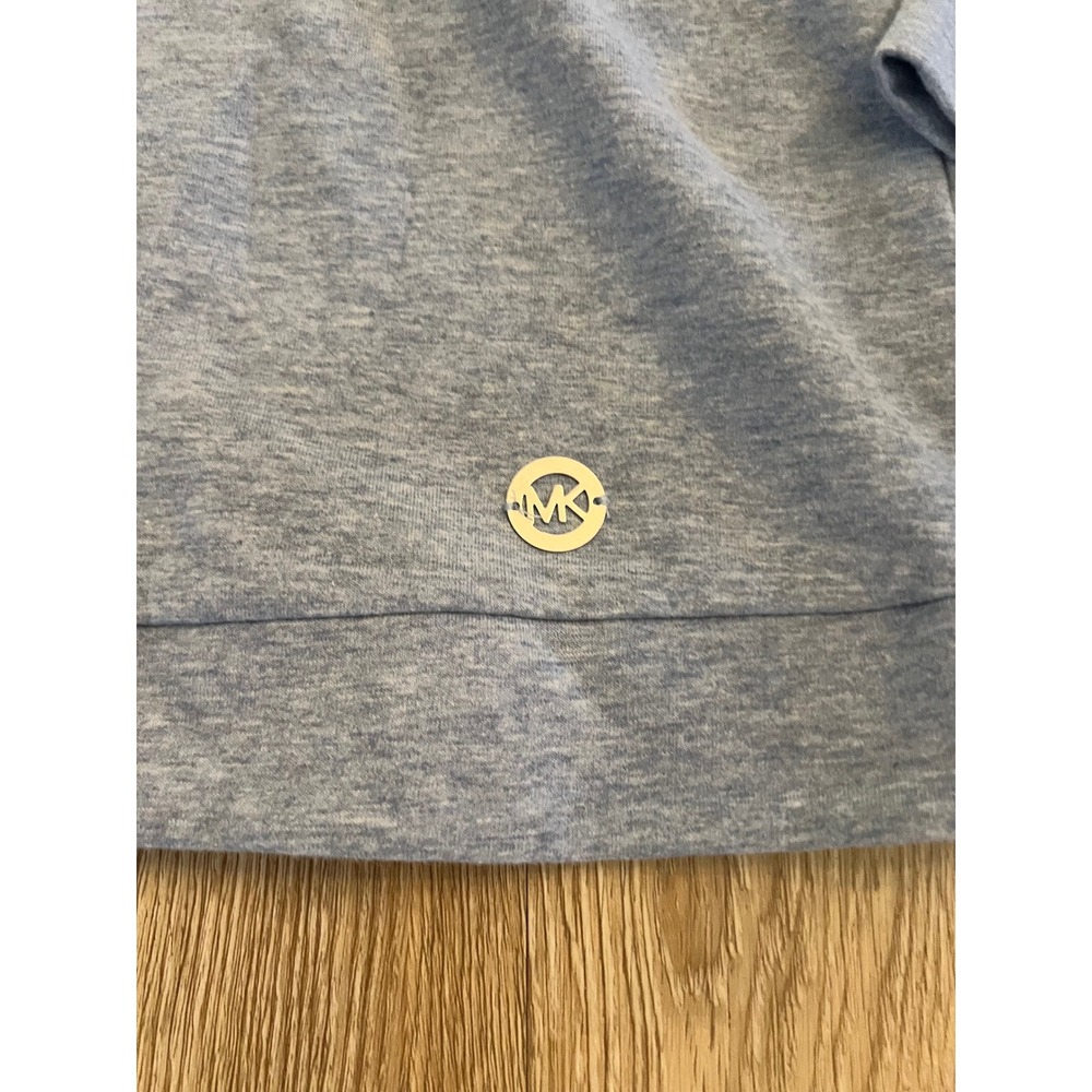 Michael Kors Womens Gray Crossover Tulip Hem V-Neck Hoodie Sweatshirt Size M - Picture 2 of 5